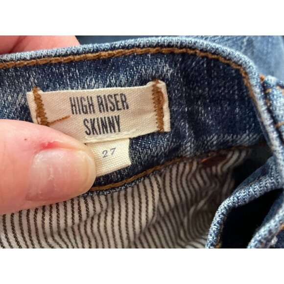 Madewell Jeans High Riser Skinny Zip Fly Distressed Stretch Denim Blue Sz 27 - Picture 6 of 8
